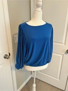 Express Royal Blue Dolman Sleeve Elastic Bottom Women's Top
